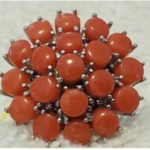Genuine Red Turquoise Cluster Ring